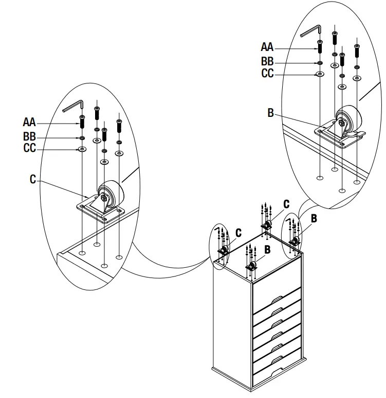 StyleWell CRF-009-WH Craft White 7 Drawer Storage Cart - Fig 4