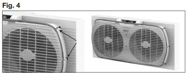 Comfort Zone CZ319 Series Twin Window Fan User Manual - Bug Screen attaches to back of fan