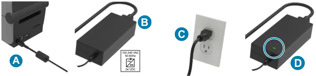 ZEBRA ZD411D Desktop Printer - Connect Power