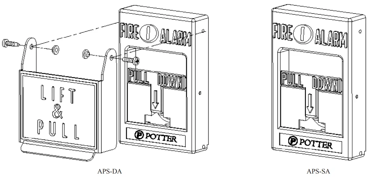 POTTER APS SA DA Dual Action Addressable Pull Station Single - Fig