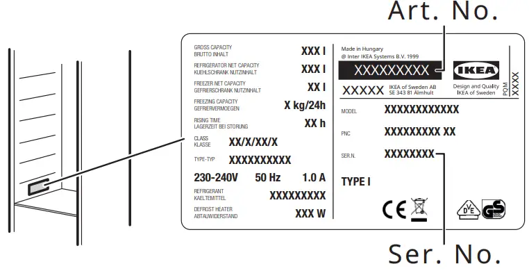 IKEA 104.947.70 SMÅFRUSEN Under Counter Fridge - Location