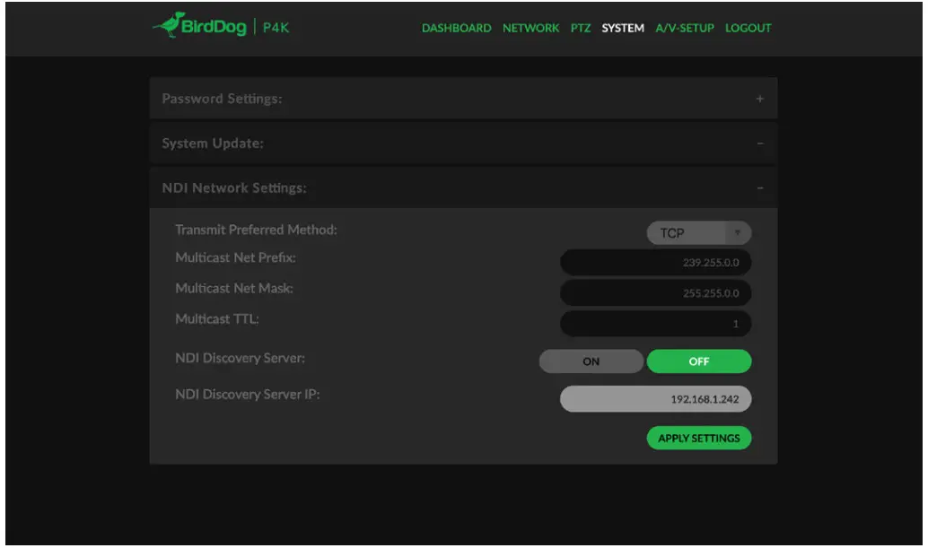 BirdDog P4K - A Release 4K Full Bandwidth NDI--SYSTEM