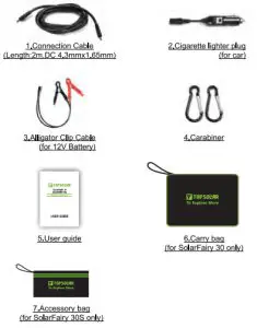 TOPSOLAR T05SC60-1 SolarFairy 60W Portable Foldable Solar Panel Charger Kit -Accessories