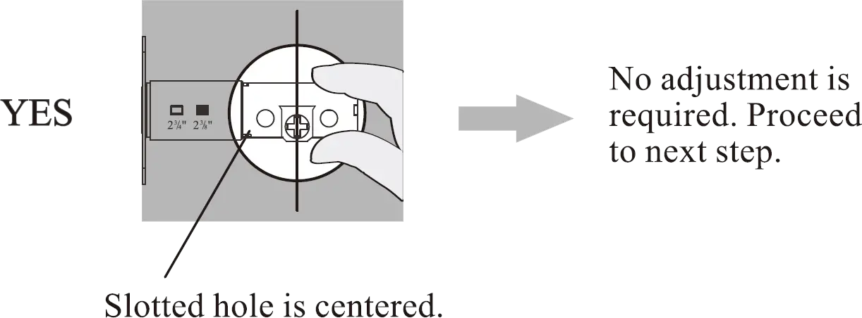 Is the slotted hole centered in the door hole 01