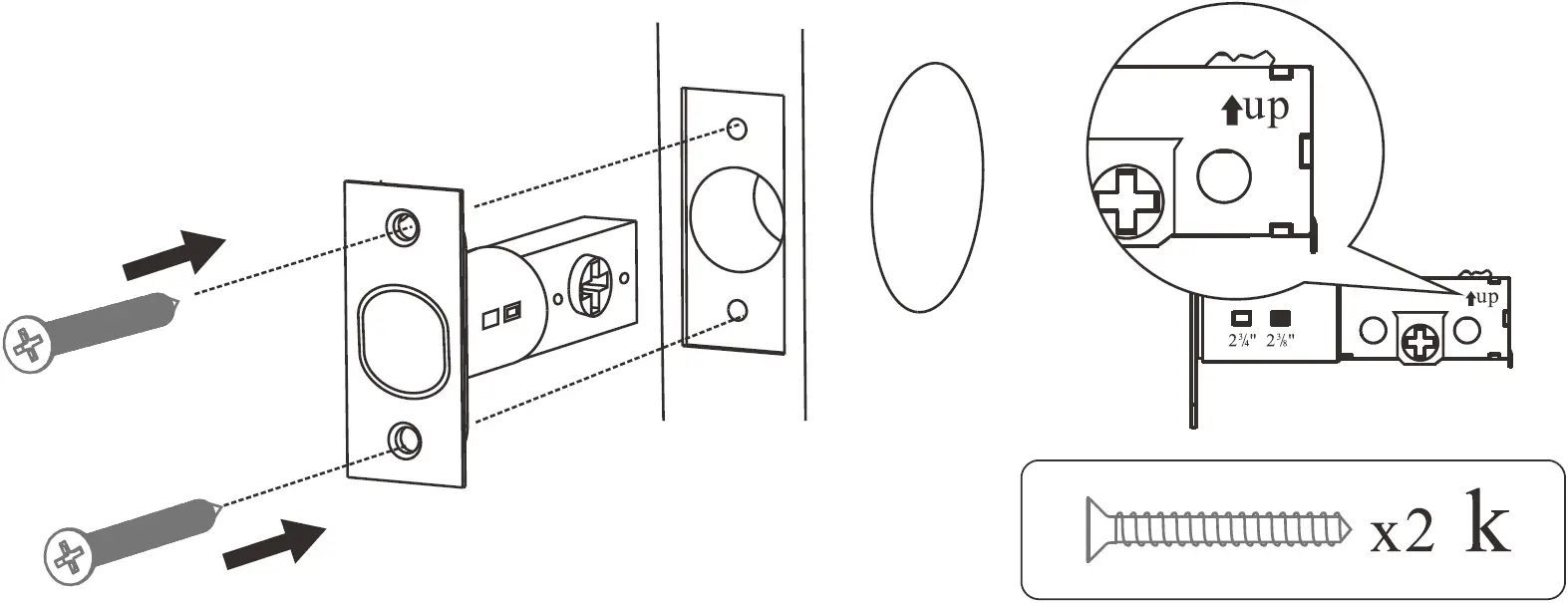 Is the slotted hole centered in the door hole 02