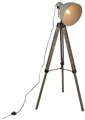 QAZQA 96596 Laos FL Wood and Grey Metal Shade