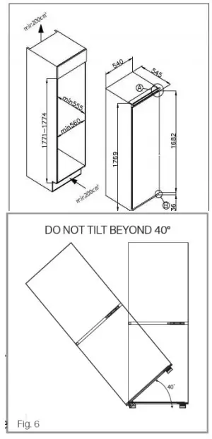HOOVER HFLO3550E BI SD 177 Fridge- Installation
