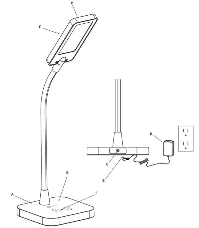 OttLite 9WCG59 Riley LED Desk Lamp with Wireless Charging