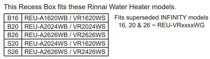 Rinnai RBOX04L Lockable Recess Box Instruction Manual - GENERAL INFORMATION