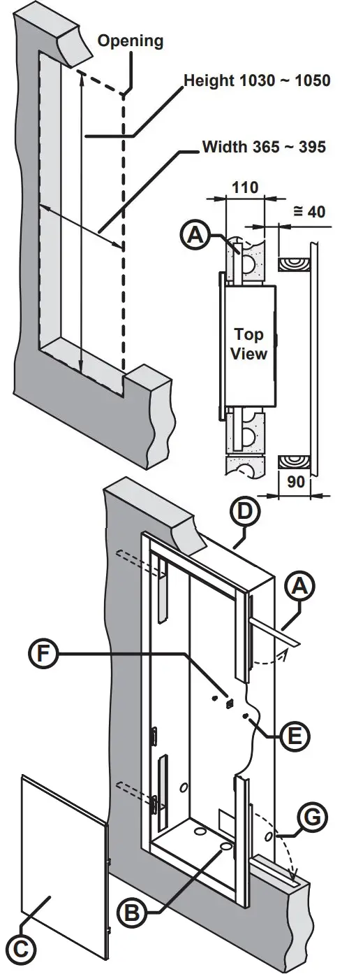 Rinnai RBOX04L Lockable Recess Box Instruction Manual - INSTALLATION METHOD