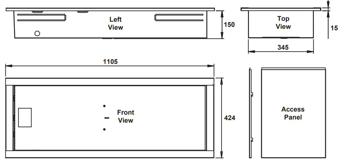 Rinnai RBOX04L Lockable Recess Box Instruction Manual - TAKE CARE TO AVOID CONTACT