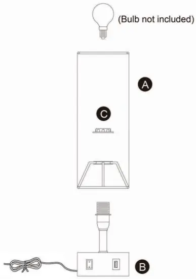 TEAMSON HOME VN L0072 Versanora Colette Bedside Table Lamp - Exploded Drawing