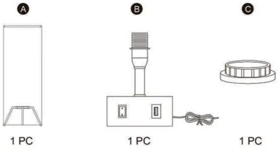 TEAMSON HOME VN L0072 Versanora Colette Bedside Table Lamp - Product Parts