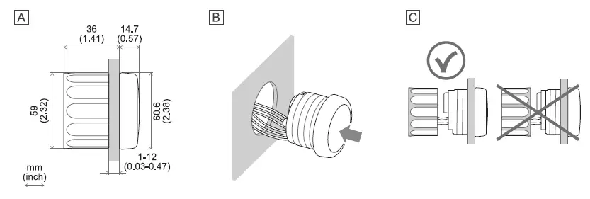 veratron a2c15519300 Indicateurs 52 mm Diameter Circular Hole fig 2