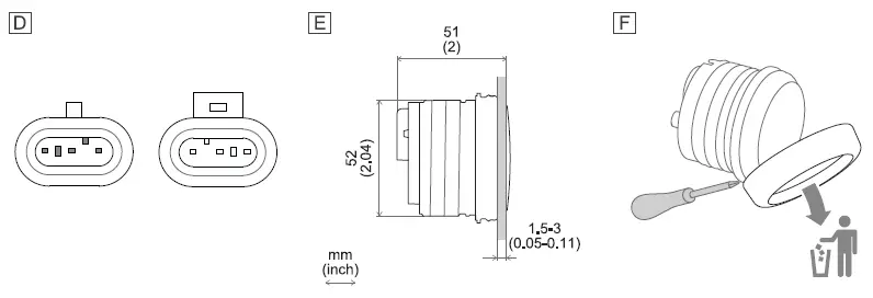 veratron a2c15519300 Indicateurs 52 mm Diameter Circular Hole fig 3