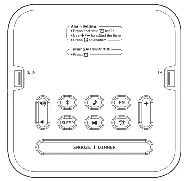 Nero 7434101 Soundbox Bluetooth Alarm Clock Radio - LCD Display & the Buttons1