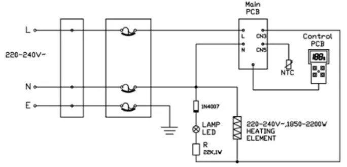 H Koenig IM BOE40 Temperature Controlled Kettle - SCHEMATIC CIRCUIT DIAGRAM
