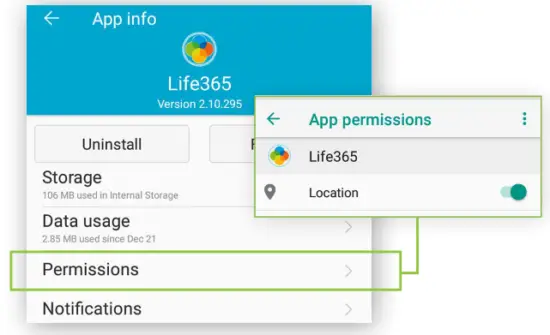 Life365 Health App - permissions