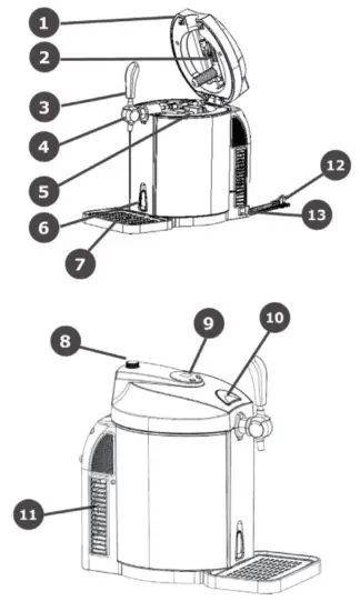 Klarstein 10030663 Skal beer dispenser cooler 5L - Top cover