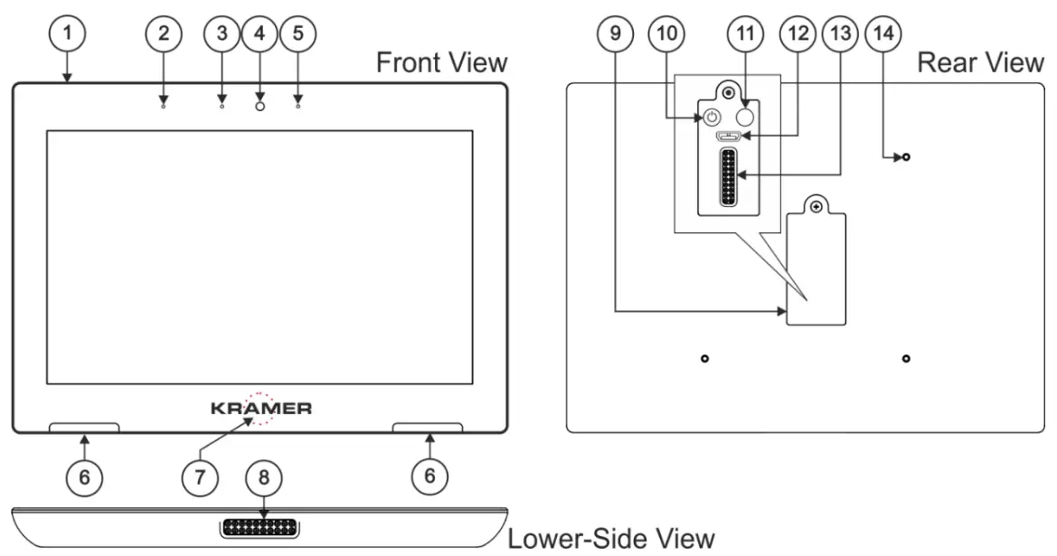 KRAMER KT-107 7 Inch Wall Table Mount PoE Touch Panel - parts