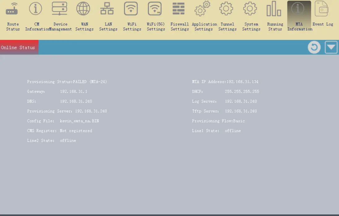 Hf Radio Communication Technology RTCD905 DOCSIS3.0 Resdential Gateway - MTA Information