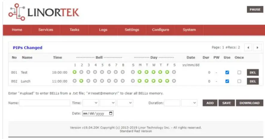LINORTEK 01-910-00059 NETBELL NTG Network Multi-Tone Generator PA System Instruction Manual - If you want to add a schedule to a specific date using the calendar scheduling