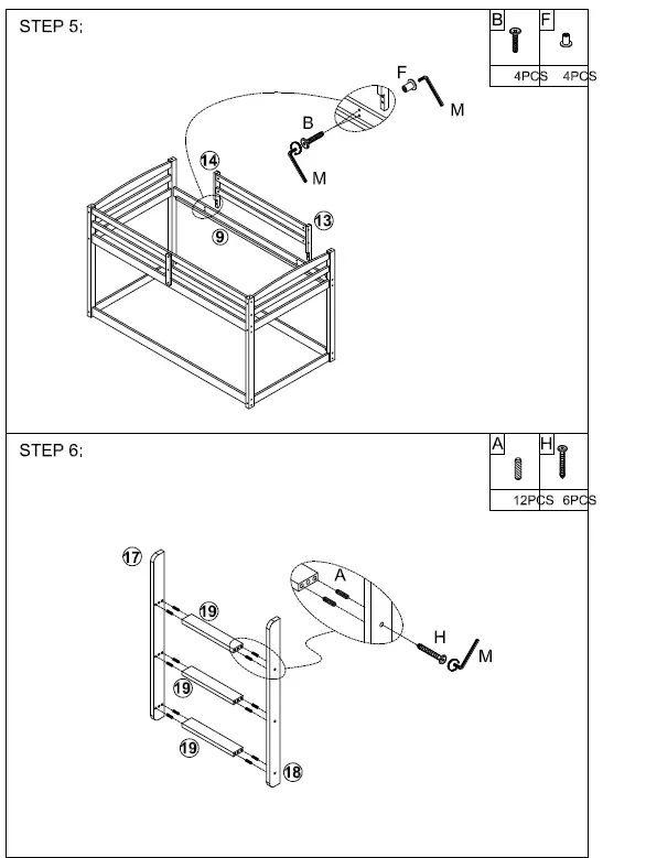 ANBAZAR WF281723 White Low Bunk Beds for Kids Triple Bunk Bed fig (10)
