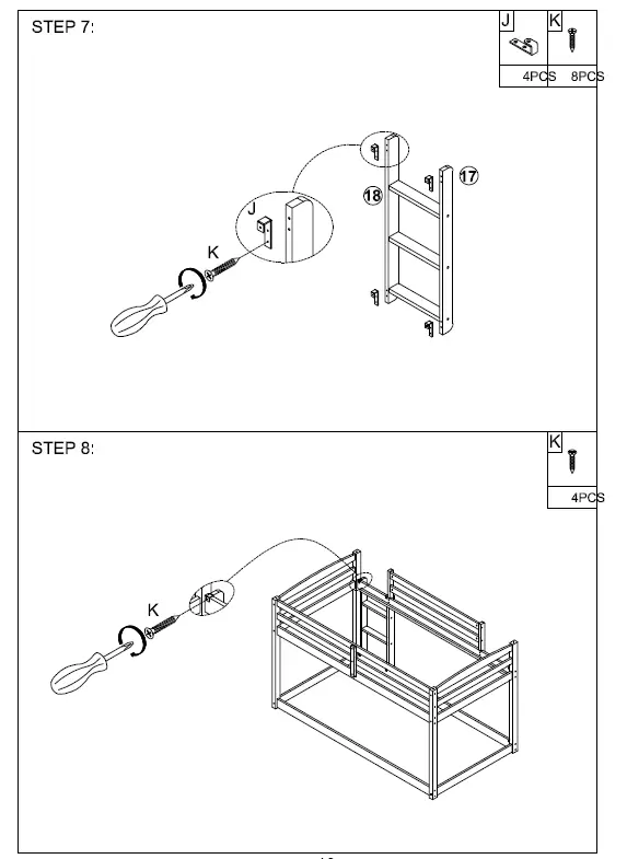 ANBAZAR WF281723 White Low Bunk Beds for Kids Triple Bunk Bed fig (11)