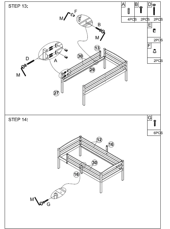ANBAZAR WF281723 White Low Bunk Beds for Kids Triple Bunk Bed fig (14)