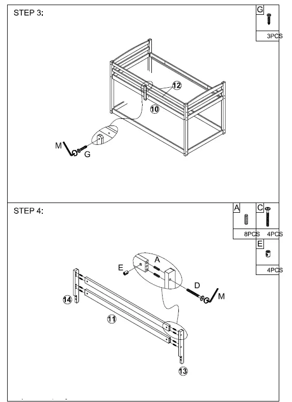 ANBAZAR WF281723 White Low Bunk Beds for Kids Triple Bunk Bed fig (9)