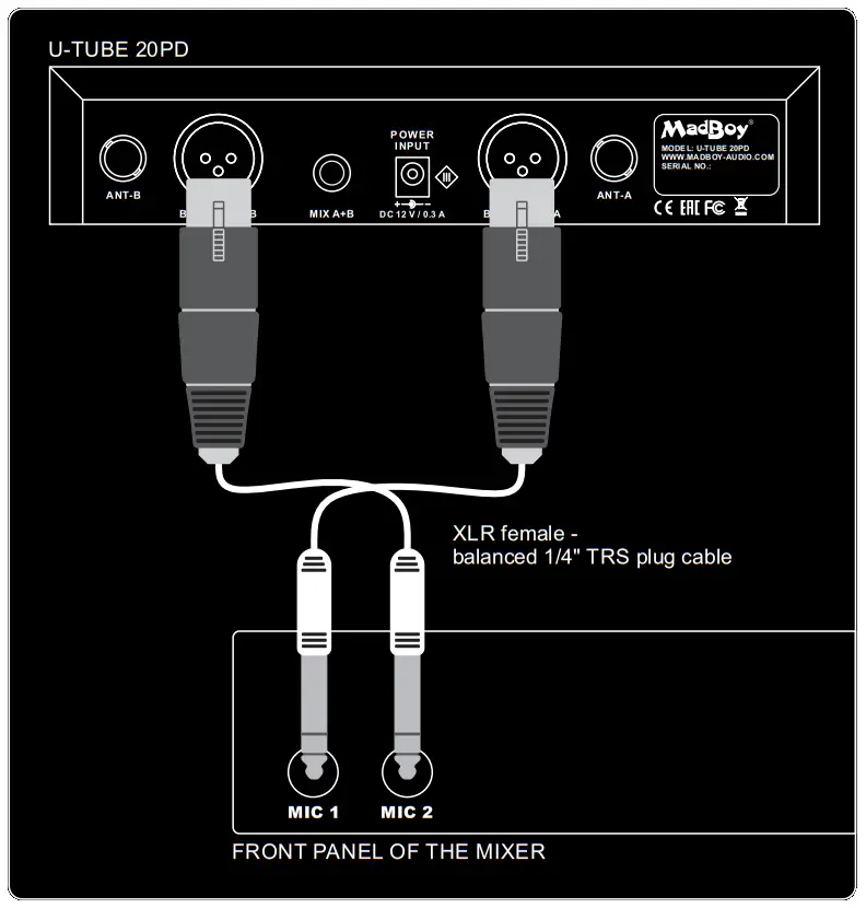 MadBoy U TUBE 20PD Multi Channel Wireless Rechargeable Microphone System - Balanced Outputs 1