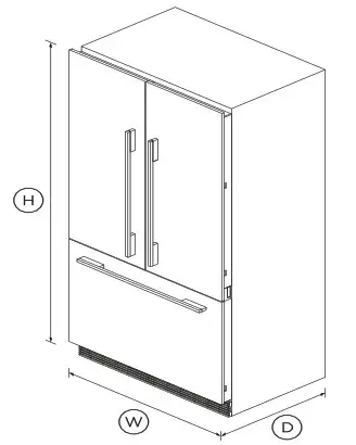 FISHER PAYKEL RS90A2 90cm Integrated French Door Refrigerator Freezer - DIMENSIONS