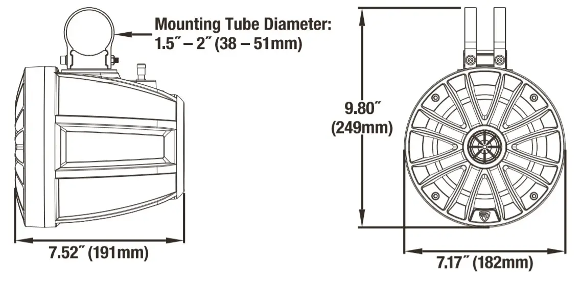 ROCKVILLE 6.5 Powered Bluetooth LED Tower Two Speaker for ATV - demminisition