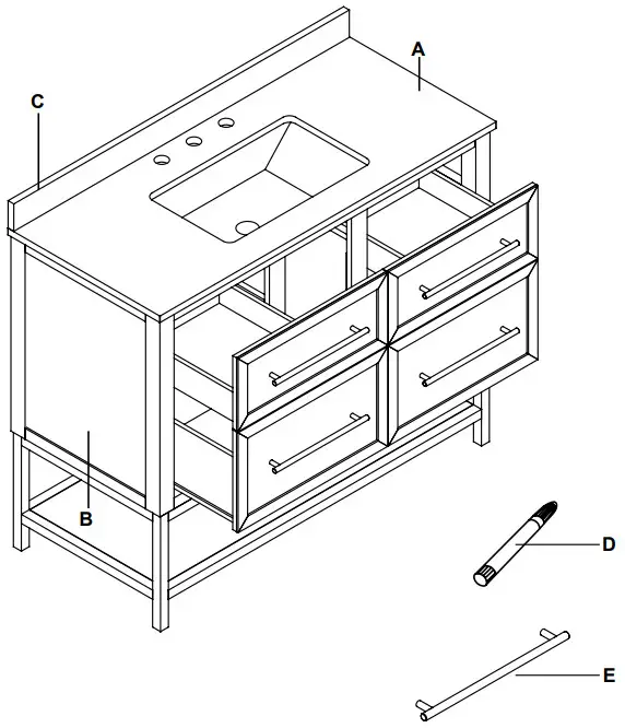 GLACIER BAY HDVB4201 4 Inch Vanity - PACKAGE CONTENTS