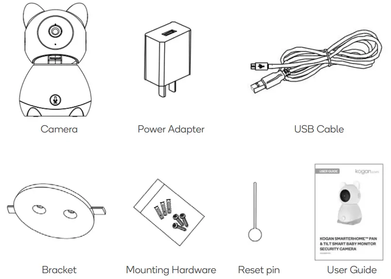 kogan KASMBMPT09A Pan & Tilt Smart Baby Monitor Security Camera - Fig 1