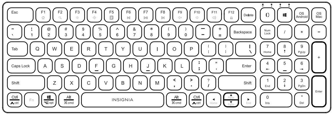 INSIGNIA NS PK4KBB23 C Wireless Slim Full Size Scissor Keyboard - Figure 1