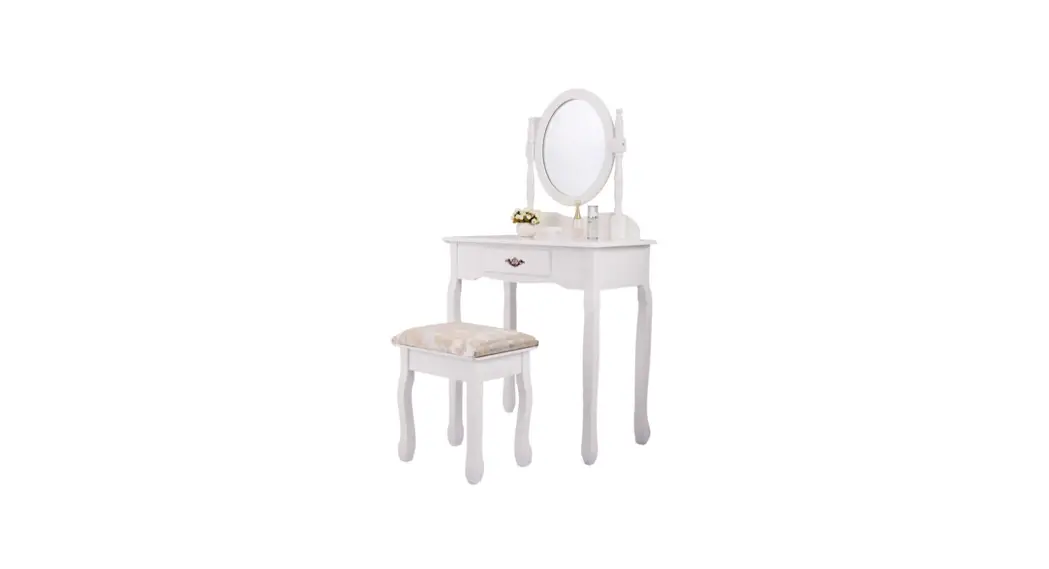 Jaxpety Hg61y0220 White Makeup Vanity W/1 Drawer And Oval Mirror User Manual Jaxpety Hg61y0220 White Makeup Vanity W/1 Drawer And Oval Mirror User Manual