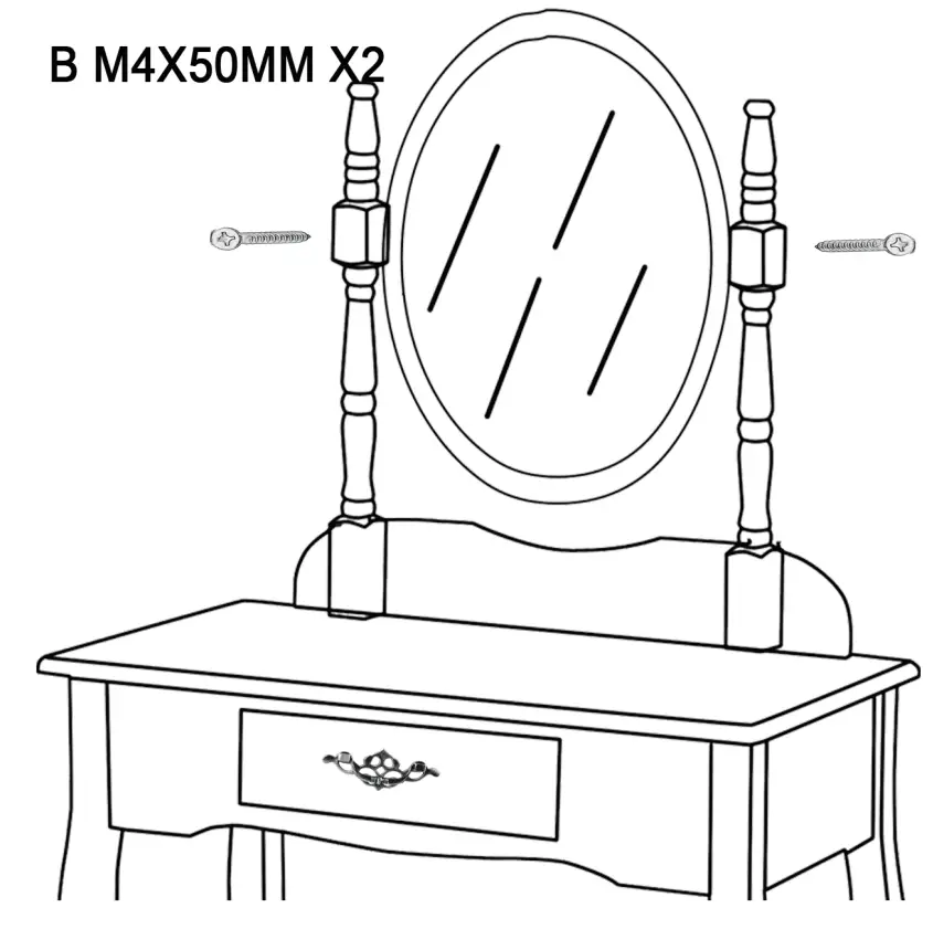 JAXPETY HG61Y0220 White Makeup Vanity W 1 Drawer and Oval Mirror - STEP4