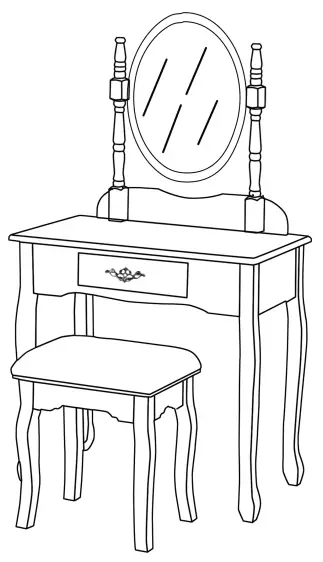 JAXPETY HG61Y0220 White Makeup Vanity W 1 Drawer and Oval Mirror