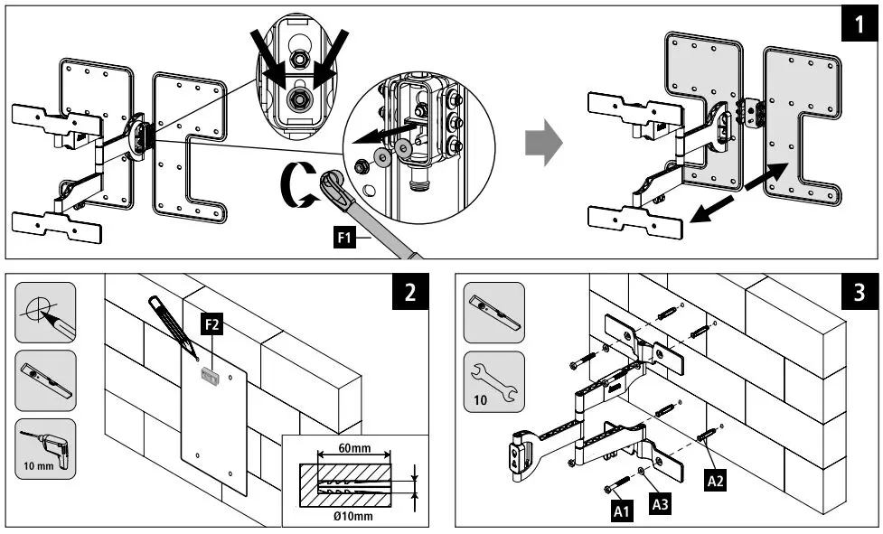 hama 00118065 TV Wall Bracket Instruction Manual - Installation