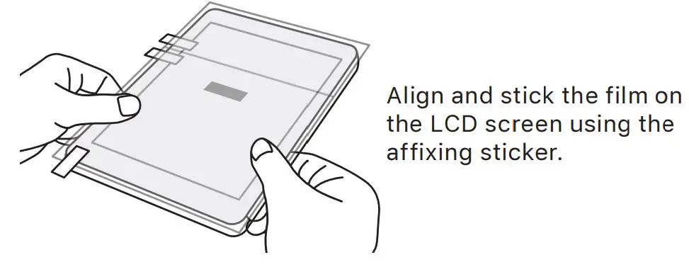 ELECOM Screen Protector for Drawing - Align and stick the film on the LCD screen using the affixing sticker