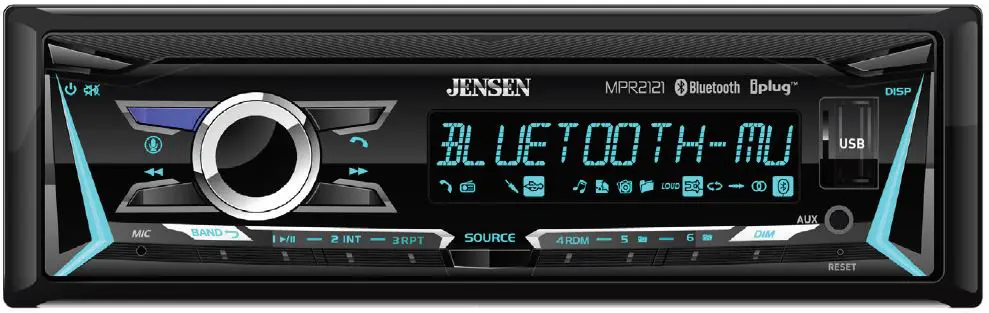 JENSEN MPR2121 AM FM Receiver with Bluetooth and RGB Color Control