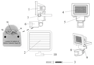 BUNKERHILL SECURUTY LED SOLAR Motion Security Light - Diagram