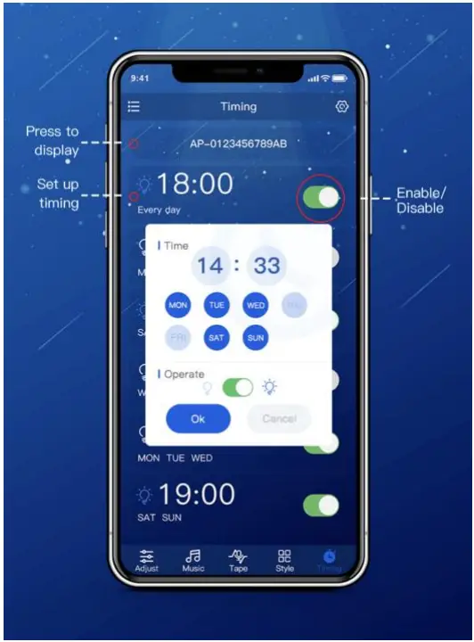 Shenzhen Vanson Smartlinking Technology BT001 Bluetooth Smart Controller - Shenzhen Vanson Smartlinking Technology BT001 Bluetooth Smart Controller - Timing