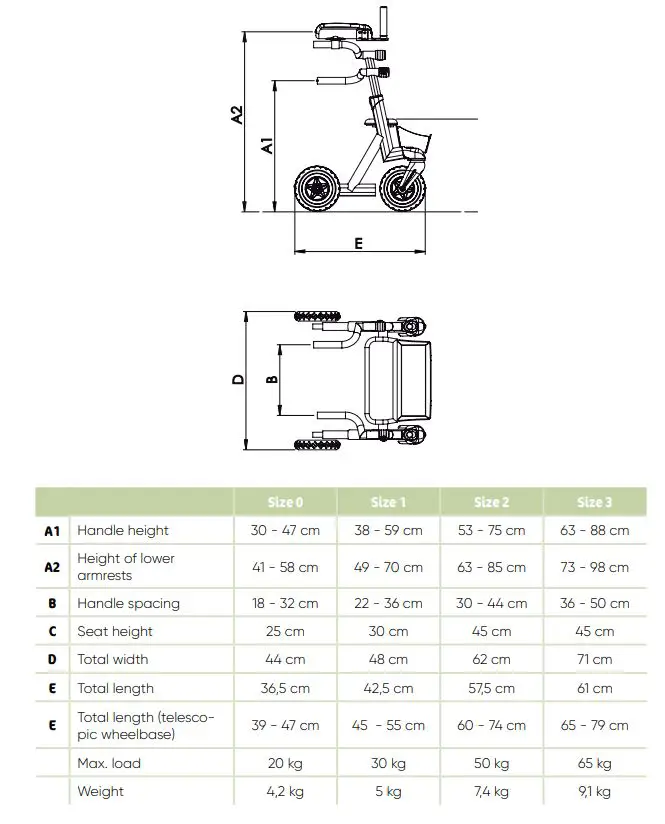 Marcy Anterior Walker - Dimensions