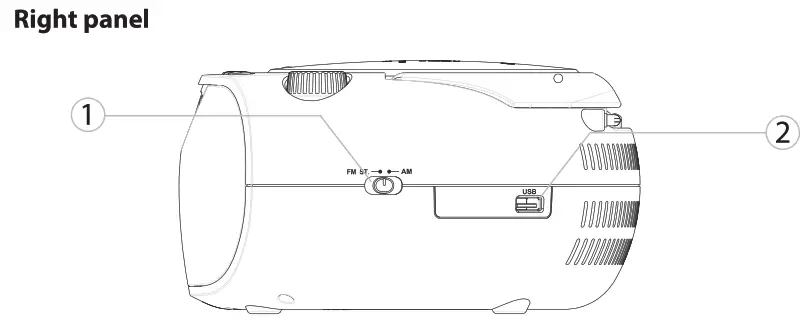 NEXTRON CB 500BT Portable CD Player with Bluetooth - Right panal