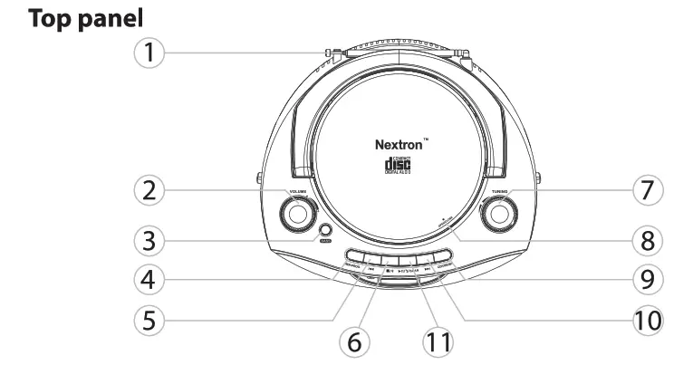NEXTRON CB 500BT Portable CD Player with Bluetooth - Tope panal