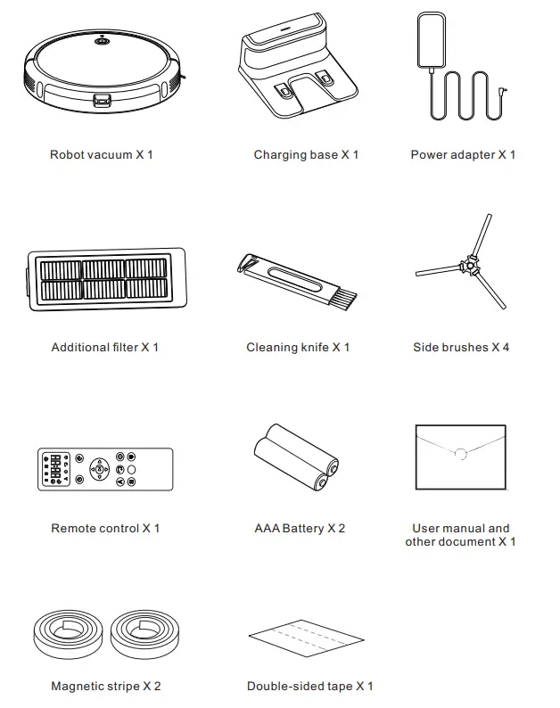 TCL Sweeva 2000 Robot Vacuum - Packaging list