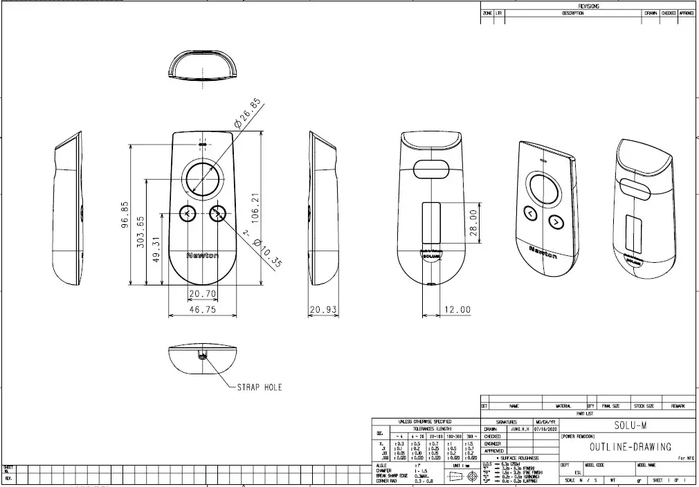 SOLUM EL090NBBX0 NFC Remote Controller - Physical Dimension