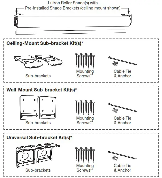 Lutron Roller 100 150 300 Wall Ceiling Jamb Mount feature - Lutron Items